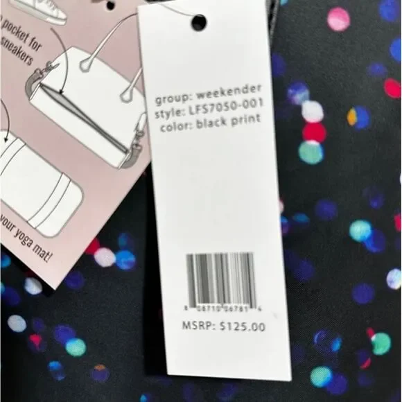 Mondani New York Black‎ Colorful Polka Dot Lined Yoga Tote Bag - Picture 4 of 5